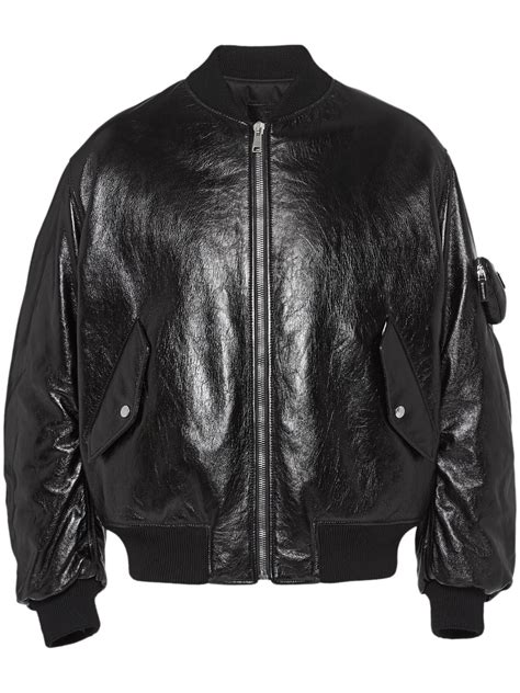 prada bomber uomo|Black Nappa Leather Bomber Jacket .